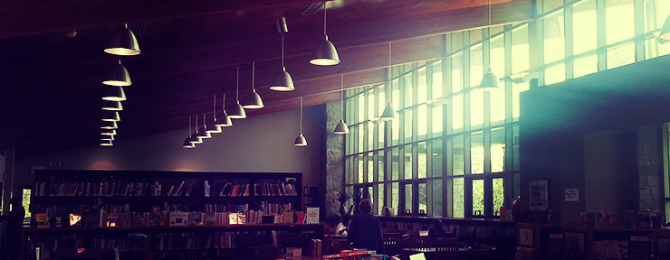 front of library
