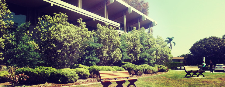front of library