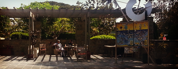 front of library