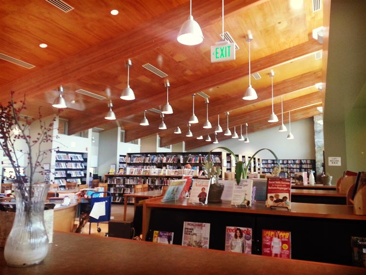 front of library