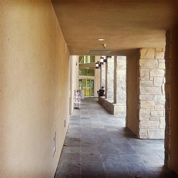 front of library