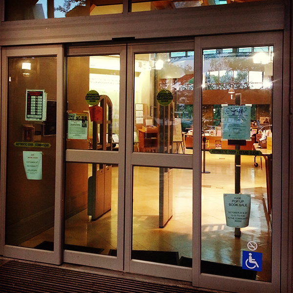 front of library