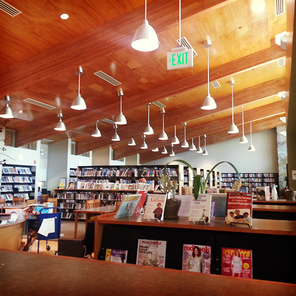 front of library